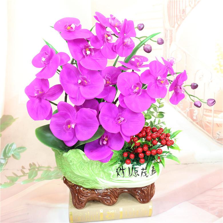 蝴蝶兰仿真花盆摆兰景套装假172花花栽盆客厅餐桌件室内装饰品花