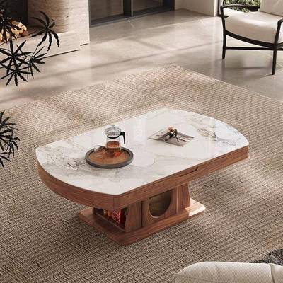 智能小升降茶几餐桌变用两客厅户型客厅家用中WTO古风岩板可伸缩