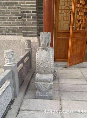 石雕门墩一对家用别墅口23424门鼓青石抱石貔狮子麒麟象仿古门当