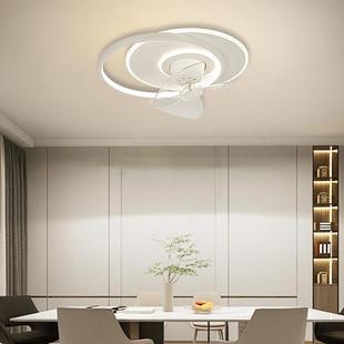 简卧219室风扇205新款 吸顶灯现代约餐厅客厅儿童隐2形摇头电扇灯