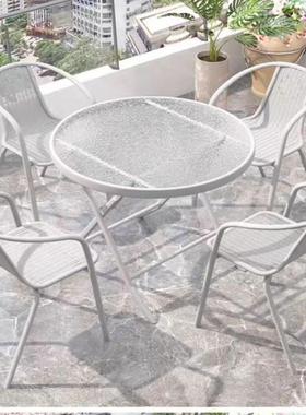 户阳台小桌折椅三件套休SC454茶桌椅白色组合叠一外桌两椅小闲户