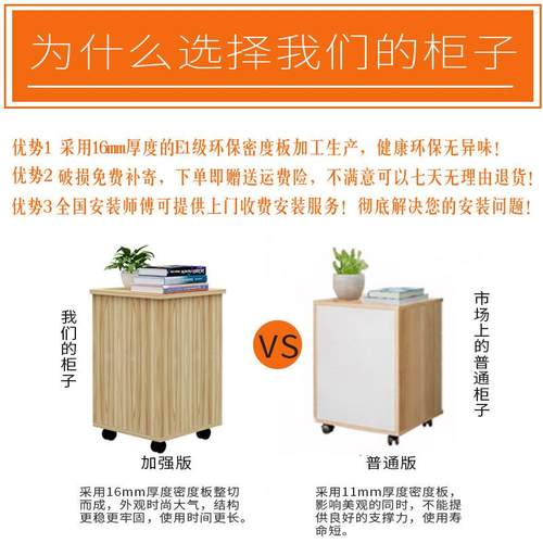 办办公柜公室木文移件柜带锁质办公小子储物柜动矮柜桌下三抽屉柜