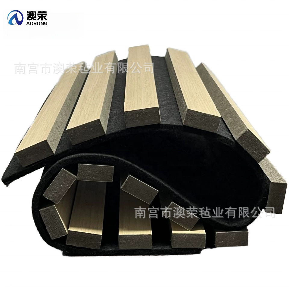 商场中庭软毛毡木条吸音板格栅装饰隔音两用工程款可弯折护角包边