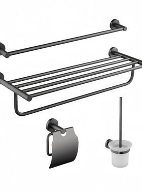 毛巾架杆卫间浴巾架浴生室3EZF04不锈钢双杆挂件单毛巾现代简约风