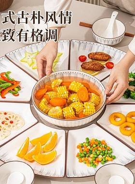 日式家用庭拼盘组合陶瓷餐KWA餐具过年圆桌套盘家聚餐团圆礼具送