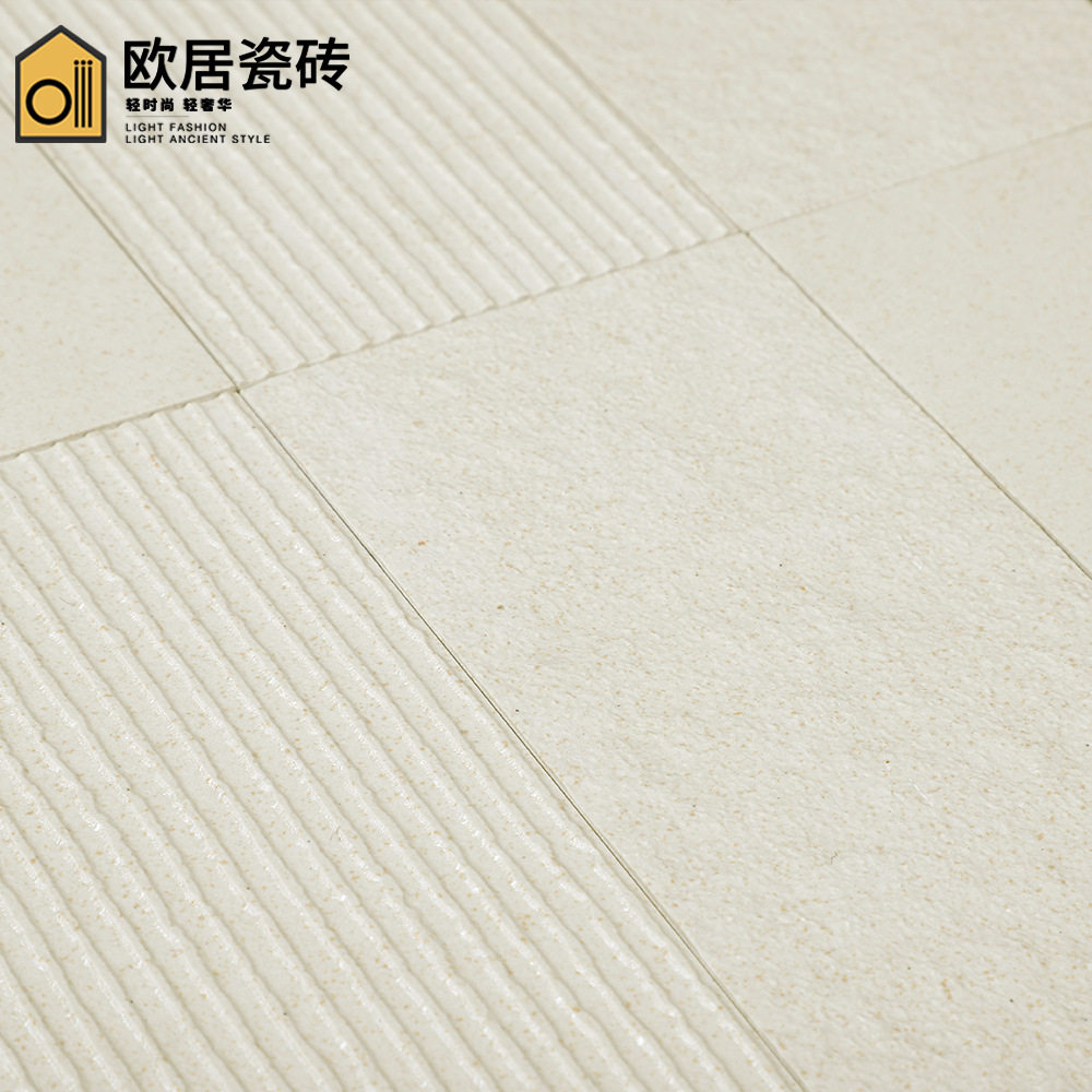 轻奢奶油风瓷砖600x1200浴室卫生间墙砖通体拉槽质感砖防滑地砖