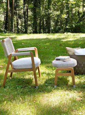 户外腐木桌椅庭sy43院阳台休防闲藤编防件防晒柚木三套花园椅子水组合