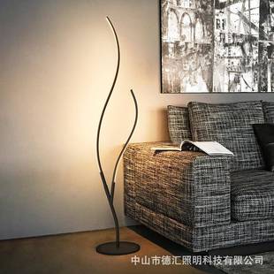 工厂销约个性小树枝圆形底座立式l直e简光882源曲线艺d术线条落地