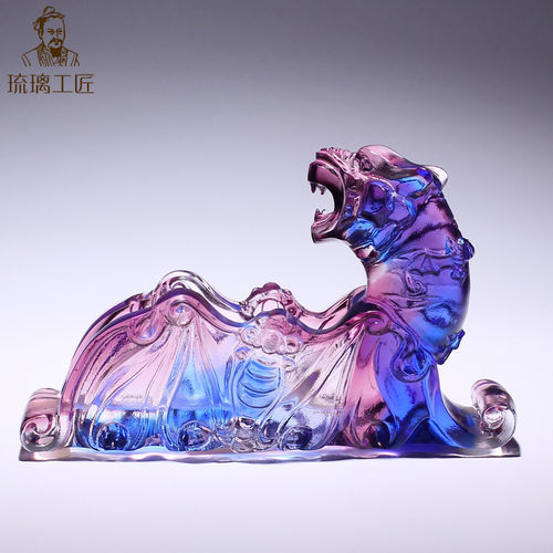 琉璃工艺品五福老虎蝙蝠高端名片夹摆件办公室桌面名片座商务送礼
