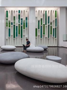 玻钢场休座椅商户外鹅卵石CH-54566闲坐凳景观公园椭圆仿真石头休