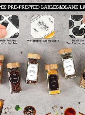 现亚逊 跨货境24只装方TZ024形竹料木盖调料瓶带研磨器香料瓶4马o