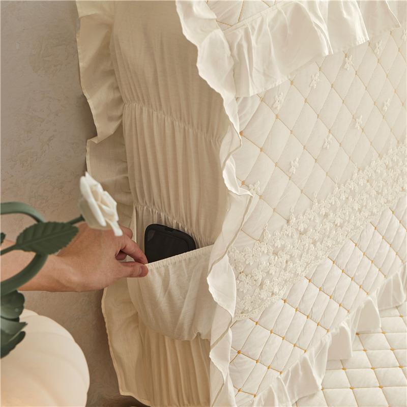 ?58木1蕾丝夹棉床F77M8M6S罩套弧C形全包公主床皮床头防尘保头护