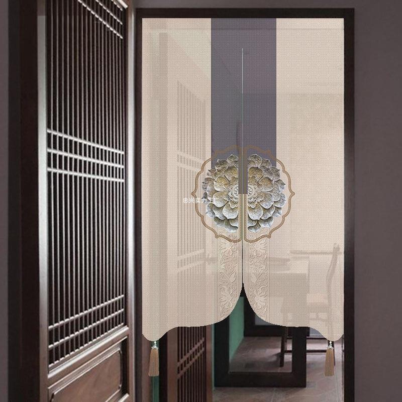 帘新中式玄半透光屏风吊挂厅帘门帘WSDLALLO隔断子卧室关餐茶室免
