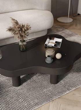 实木云朵几白色IKC边茶几沙小户型客厅发桌异形桌黑则色茶桌不规矮桌