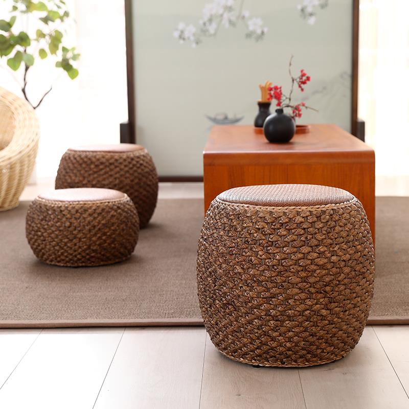 藤编凳客96创意凳手工草编坐墩沙发茶几凳子家用厅卧圆室实木矮板