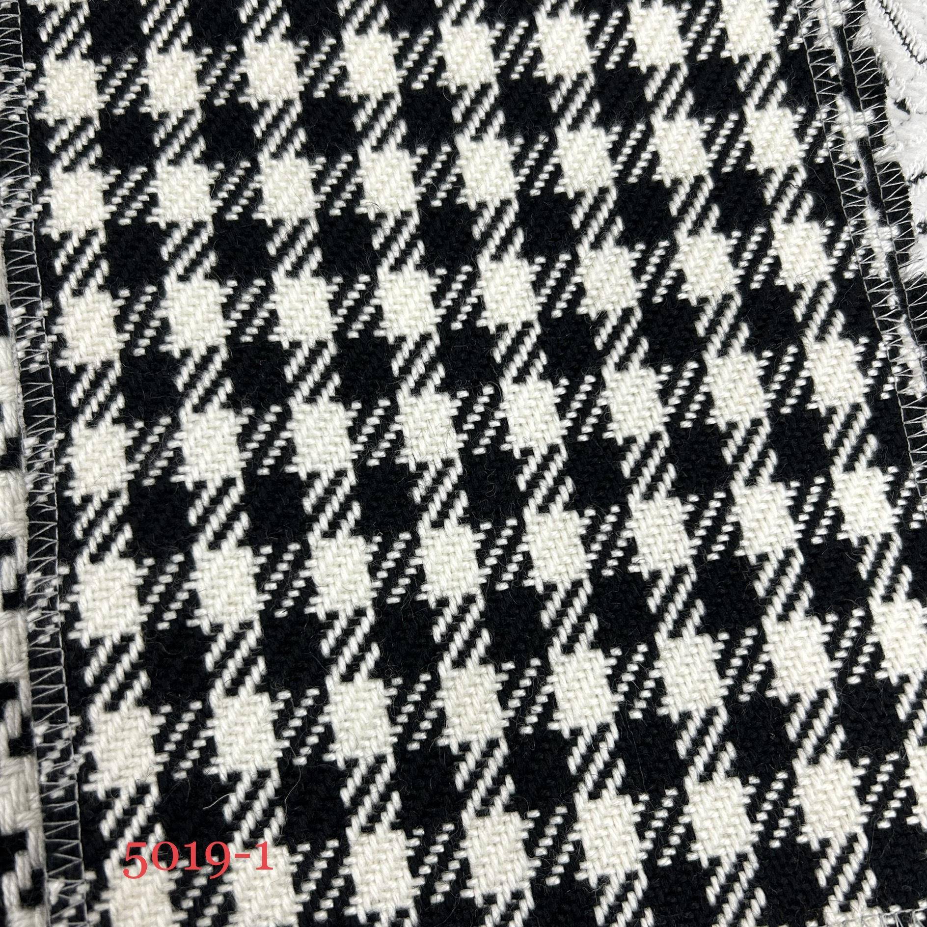 2绒8%ool羊成分黑白千鸟格格子样房板羊绒质感沙发布w抱枕5016布