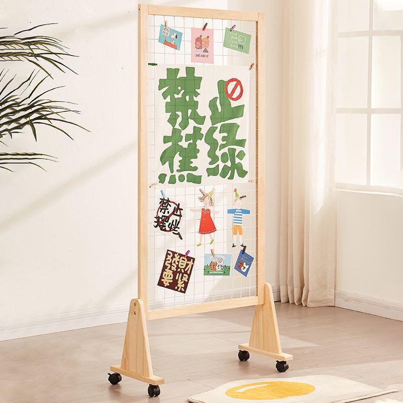 品实木格展示架立式地网式幼儿落园美术作厂家直供展示屏风可折叠