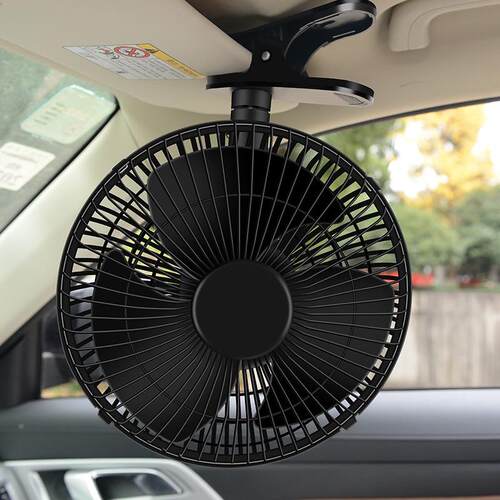 车用12寸v24v货车小风扇座椅风扇us0b夏季载10车双头电风扇1夹子