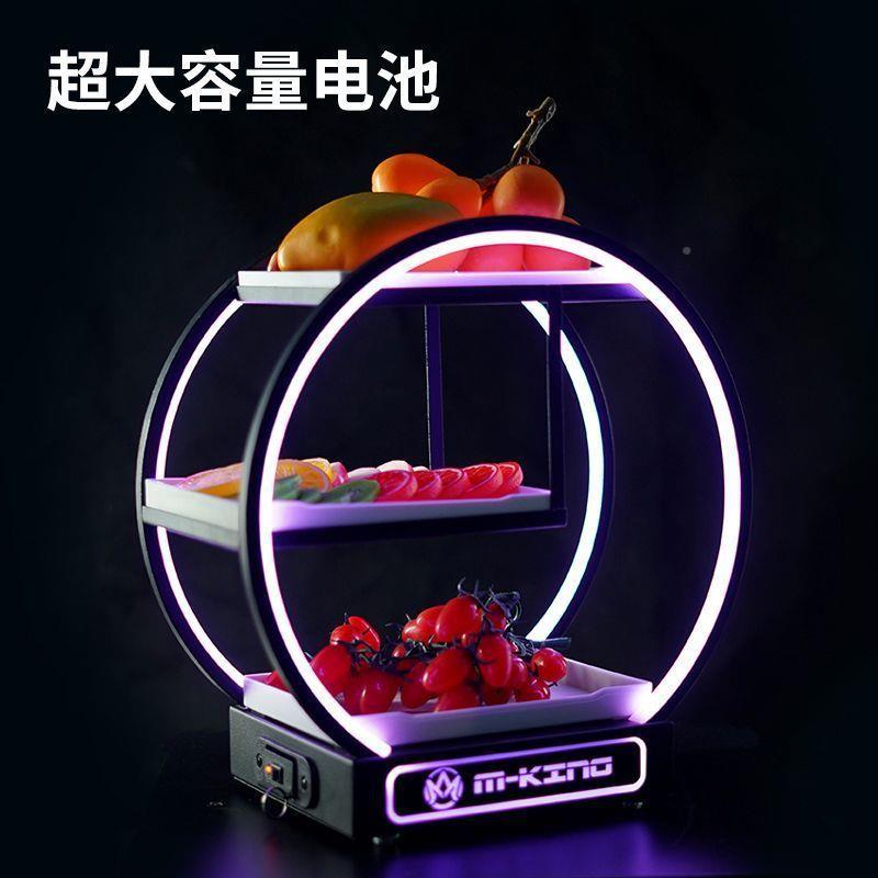 网红三层果盘铁艺20$$kloon25新充电发光吧TV酒K清吧款水果盘果盘