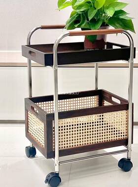 物中古复古小推车杂物收纳风推车双EFO家居装饰层置架脸盆架落地