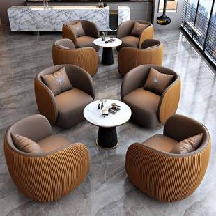 2052新款 户型售楼洽谈客桌164小椅组合沙发客厅单会人沙发椅轻奢