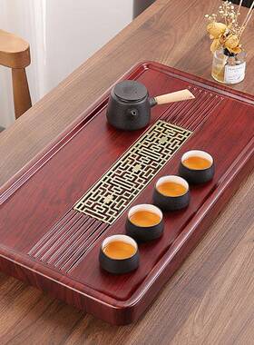 简约茶大盘 实 木整块木号平02302柚板茶盘原木雕刻黑檀木茶台厂