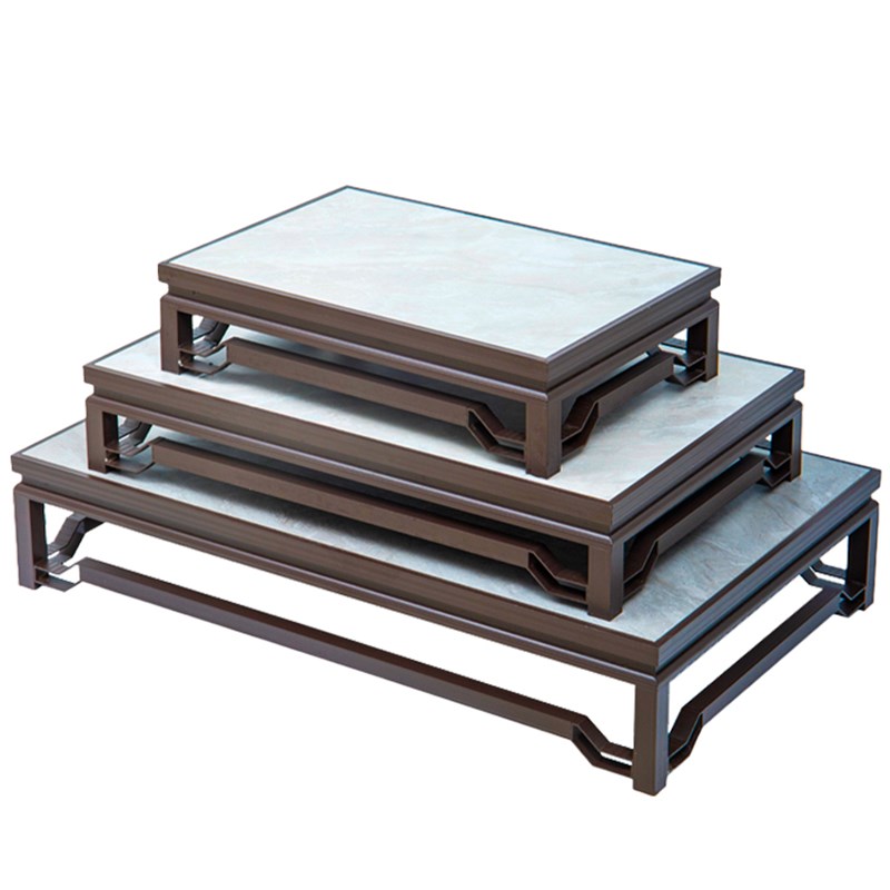 新回几底座阳台中式盆景明t清金室内几架盆景铝合花架艺术纹花古