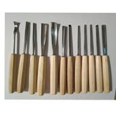 哇定木制新款 镜面工艺雕花凿木质手柄工12PC工偶具2件套木工凿1子