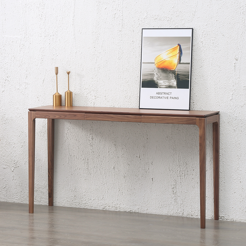 北欧实木a条案新中式黑胡桃木玄关桌白橡条几窄桌现代简约供台供