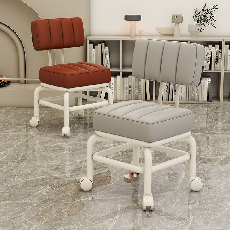 万向轮小凳子家用滑轮靠背带娃神器换鞋L凳小椅子日式简约可旋转