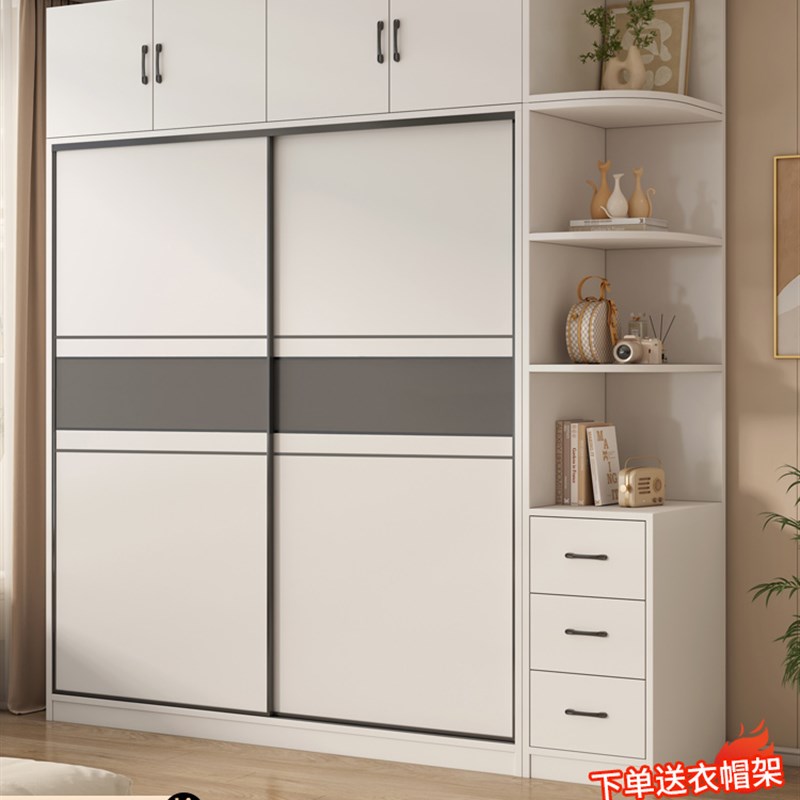 实木大衣柜卧室家用简易出租房z经济型用儿童推拉门衣柜包安装衣