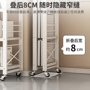 可折叠免安装移动书架q一体置物架落地铁艺架子客厅收纳钢制展示