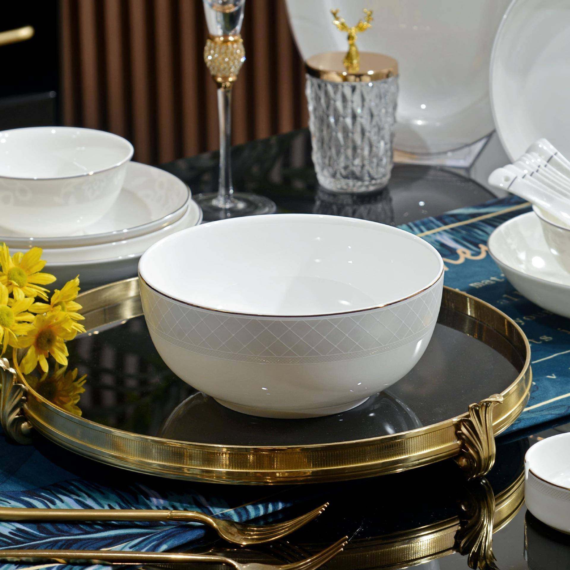 40Z1204头枫饭丹白约瓷露陶餐具骨瓷简碗碟勺家庭套装大小汤碗菜,餐饮具,餐具瓷器套装,淘宝优惠券,粉丝福利购,淘宝优惠卷