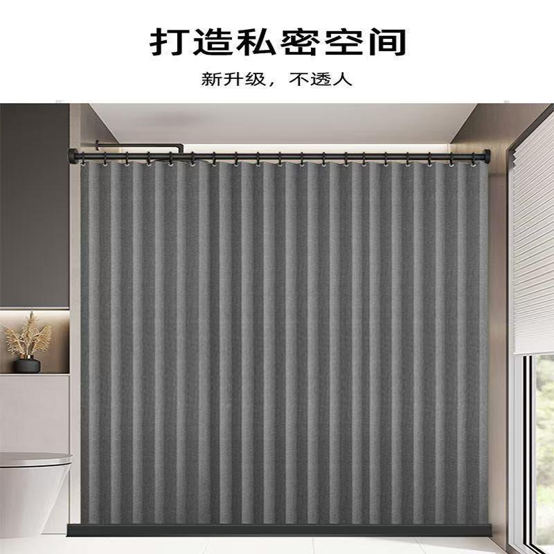 折叠离浴帘套装打孔卫间加Wr8WP5z2生厚防水隔室断干湿浴分隐形防