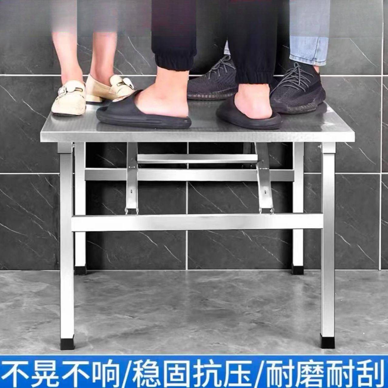 小不锈钢折叠GRV圆桌便携式烧户烤桌子外摆摊商用夜市简易餐桌角