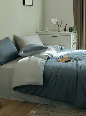 6S纯天色丝四件套夏季0莱赛尔TS06865冰丝床单笠仿真被套床上丝用