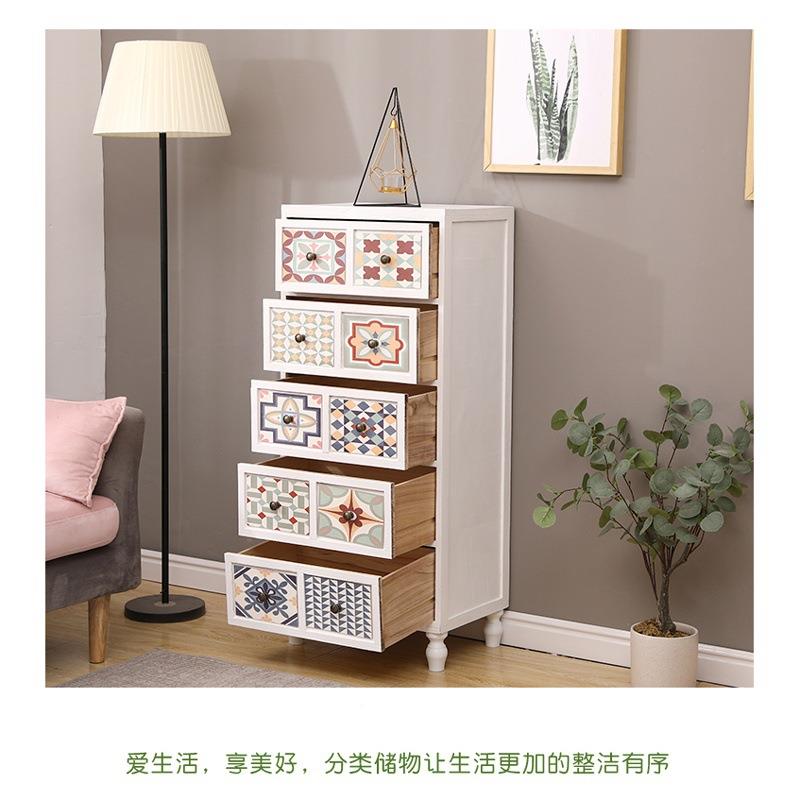 式柜实木欧复古白四式卧室美收纳柜子储物古柜复彩绘装饰五斗斗柜