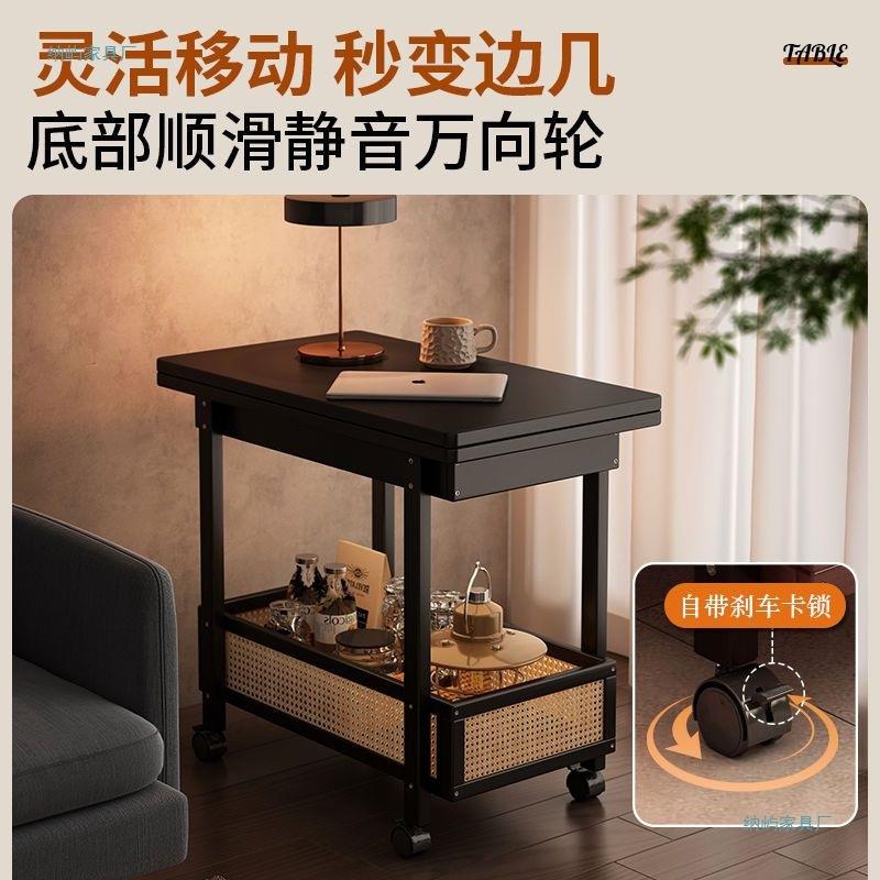 家用无品牌/带轮叠小桌子小车小边几一式体中复古风折出租房小推