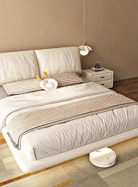 现意式约简悬浮床代奶油风小耳朵悬VSJ空纳象帕皮主卧双人床