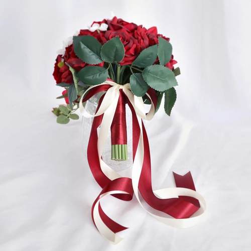 中式婚礼SP-LY202新娘照手捧花仿真瑰玫水滴手拿花结婚拍道具婚场