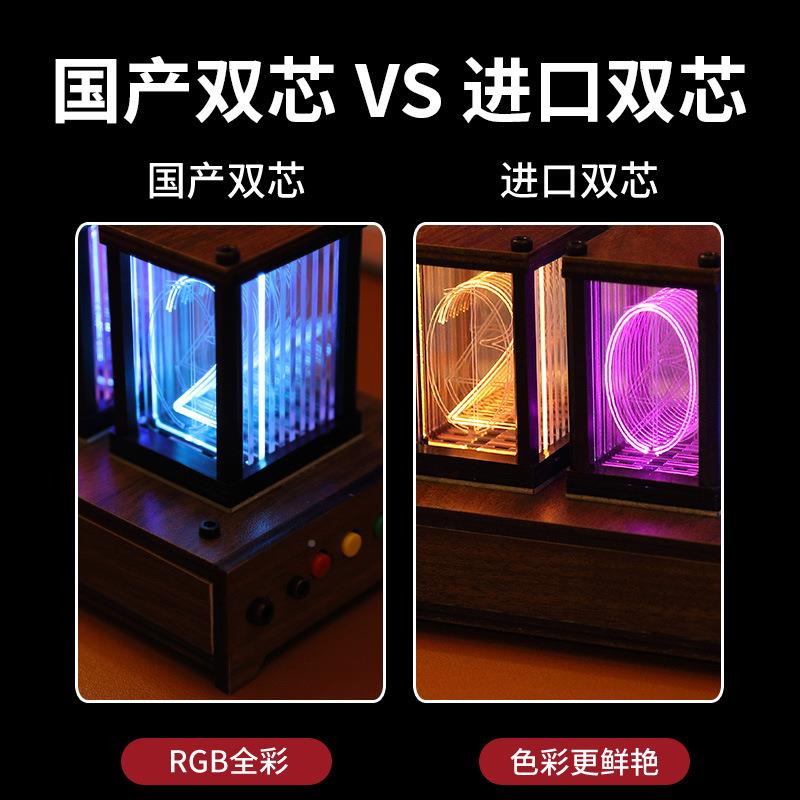 RGB拟辉光时钟电竞搭房桌面LED管灯光创意码桌YWP数摆件电子数字