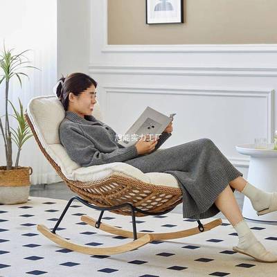 复古摇用摇椅季家阳台休闲单椅懒人沙发摇椅成人DWO躺椅夏户外藤