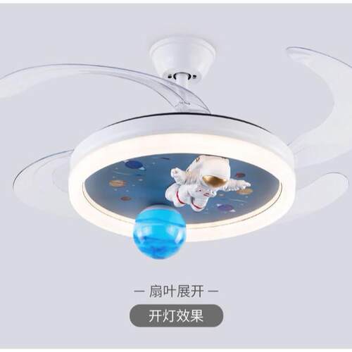 扇新款风扇带94灯餐厅吊灯卧室电风扇吊灯一体用网红卡通儿家童房