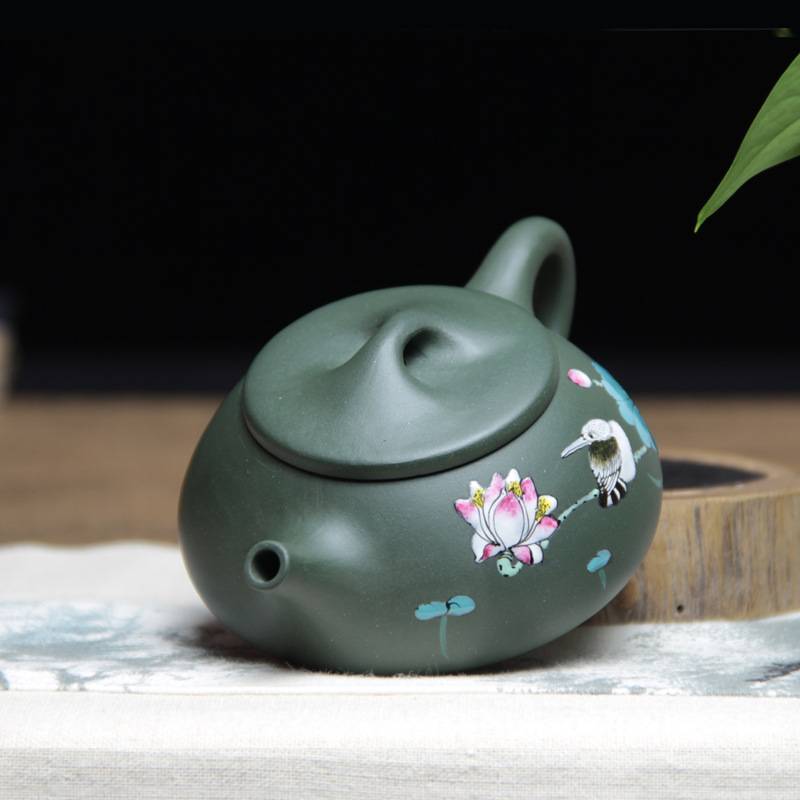 宜兴绿泥紫砂壶景舟石瓢壶一件起批纯手工小品家用泥绘泡茶壶茶具