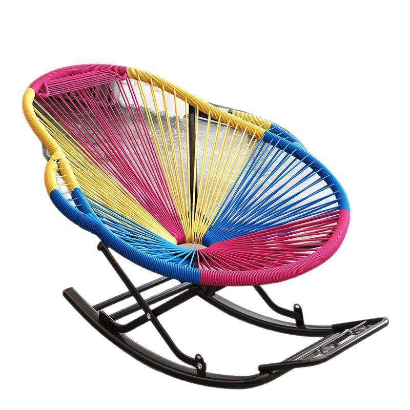 逍椅摇摇椅子躺老人遥椅椅藤椅阳台午休懒人沙发彩色摇摇椅藤LHQ