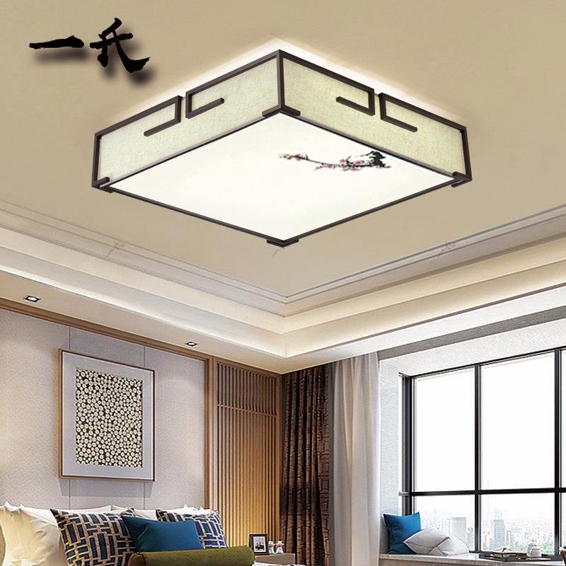 圆新中式ld顶灯客厅简约现代e卧室古典复古形长方吸128形餐厅中国