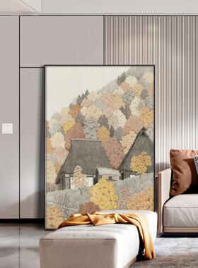 抽林风景客厅大幅装饰画 象艺术餐厅壁树画式复古玄S-2136关日竖