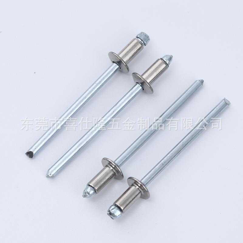 铆不锈钢拉钉半钢型抽芯铆钉口圆头半钢拉铆钉铝开铆200钉铁钉