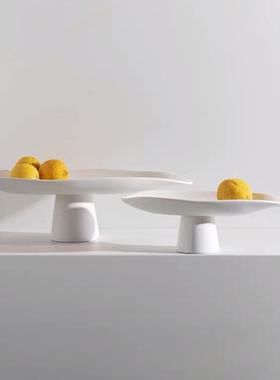 工厂直供现代极简水中式陶瓷高脚陶瓷盘板间客厅样餐桌果201214茶