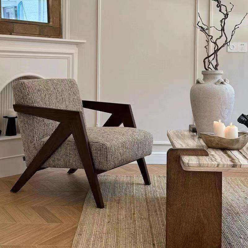 理查德人沙发轻奢单复古法式设计客师实木单人懒沙发古风厅阳JZZ6